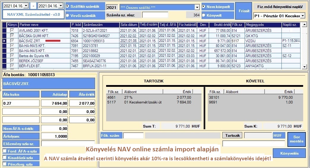 Knyvels NAV online szmla import alapjn