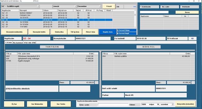 Könyvelő program - Naplós lekérdezés